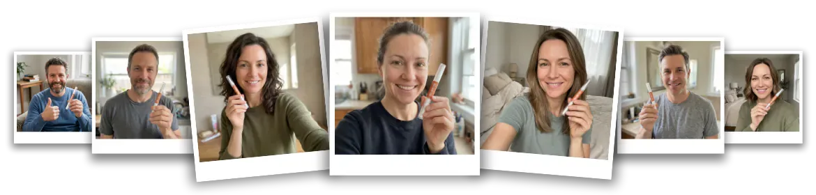 Customer photos published on the official site showing people holding their Fungabeam Pen